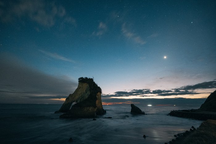 Lunar Glow on Solitary Rocks